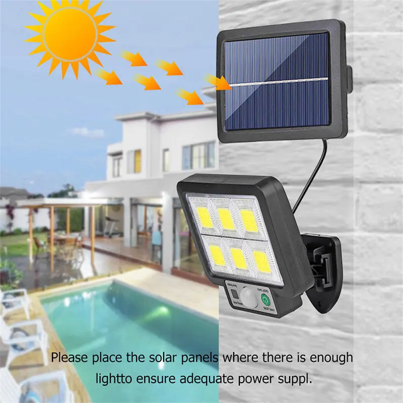 Lámpara LED Solar de pared dividida, luz Solar con Sensor de movimiento, 3 modos, impermeable, para exteriores, calle, jardín, decoración de seguridad